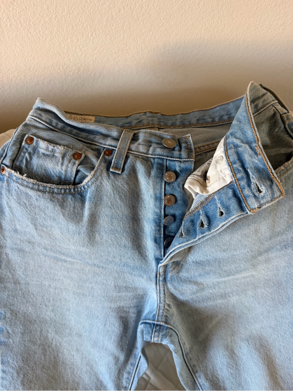 Light Blue Women's Jeans with Button Fly